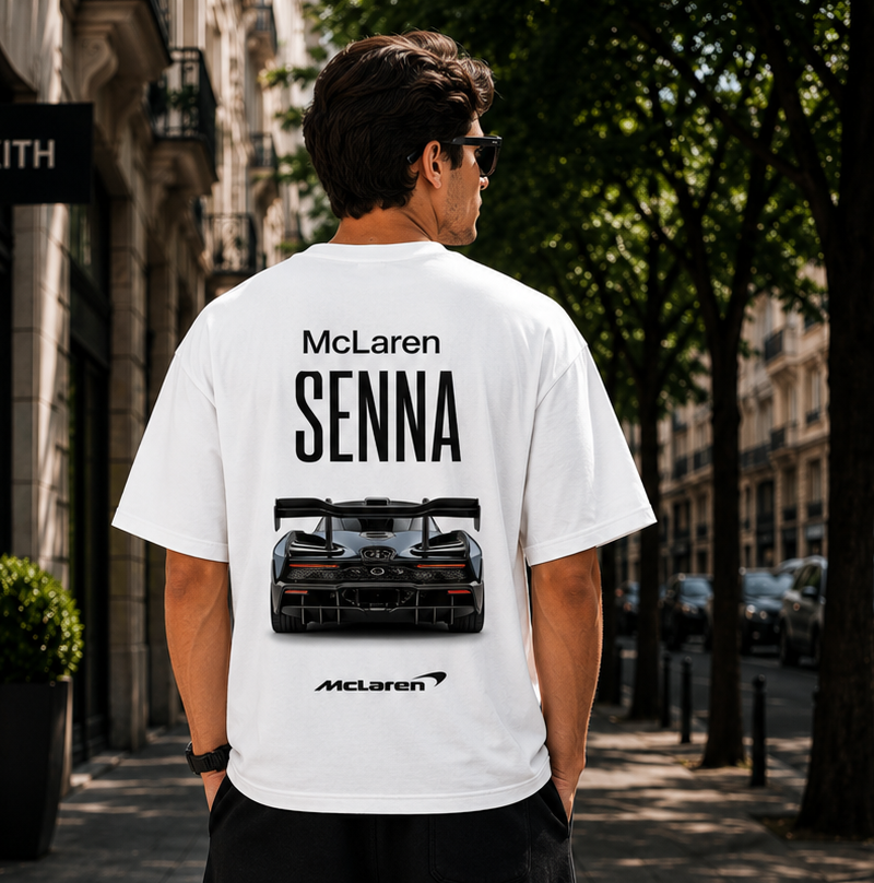 McLaren Senna Oversized T Shirt for Men | Supercar Graphic Printed Streetwear Tee