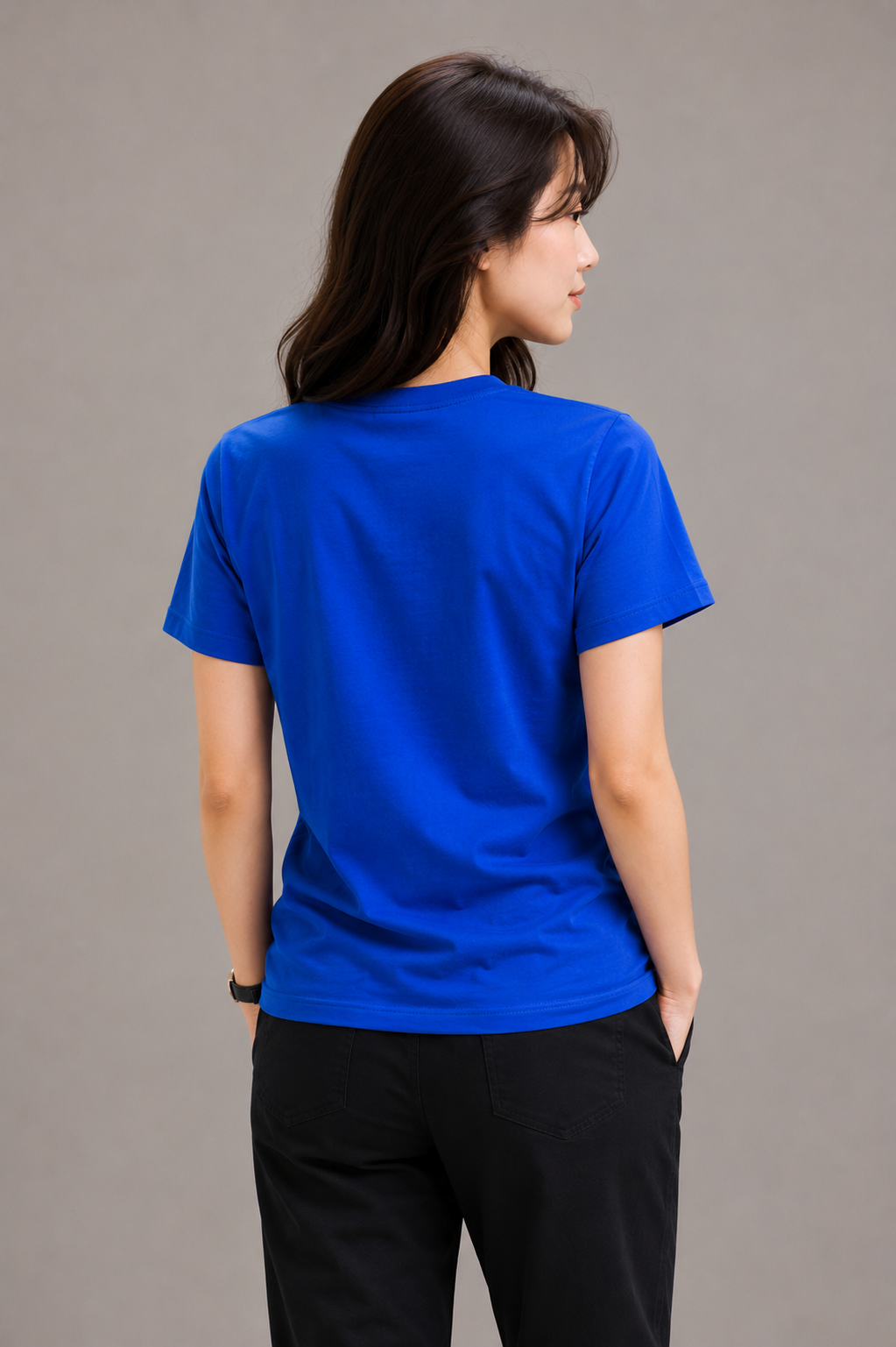 Royal Blue T Shirt for Women | Plain Solid Cotton Casual Regular Fit T-Shirt