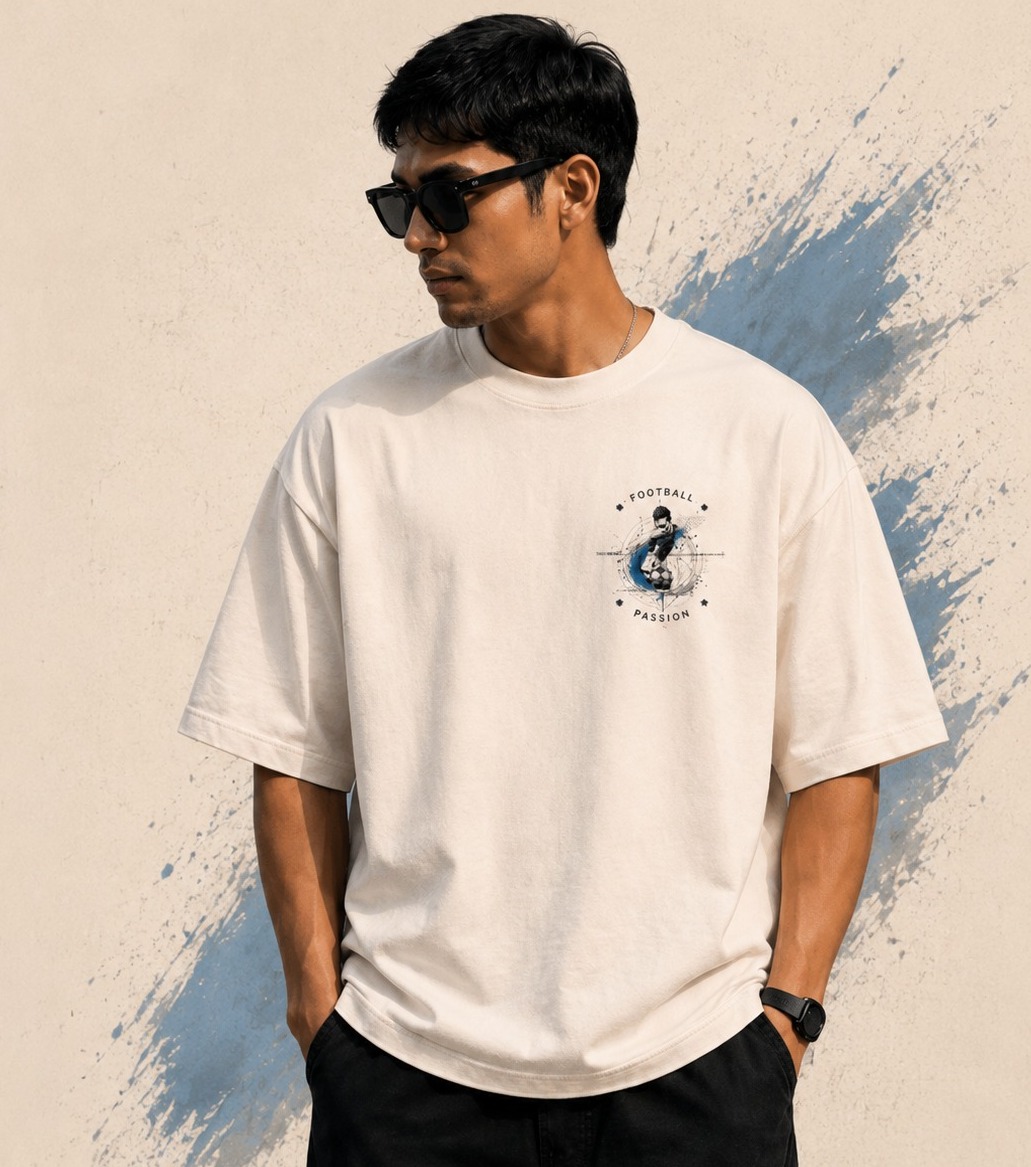 Football Oversized T Shirt for Men | Soccer Graphic Printed Streetwear Cotton Tee