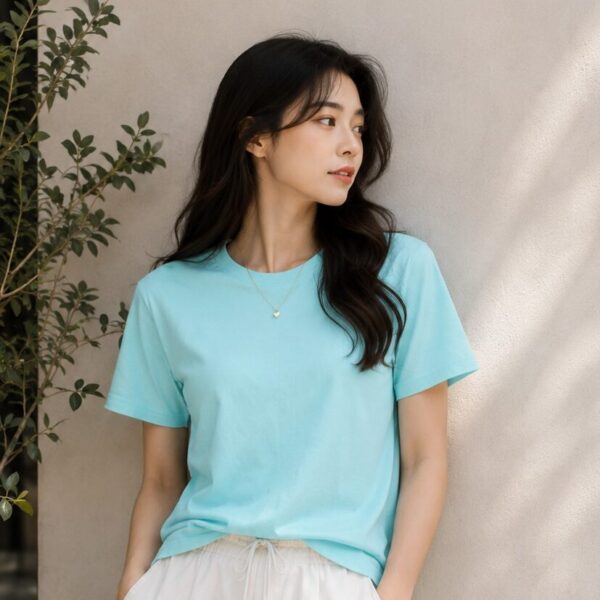 Sky Blue T Shirt for Women | Plain Solid Casual Cotton Regular Fit Tee