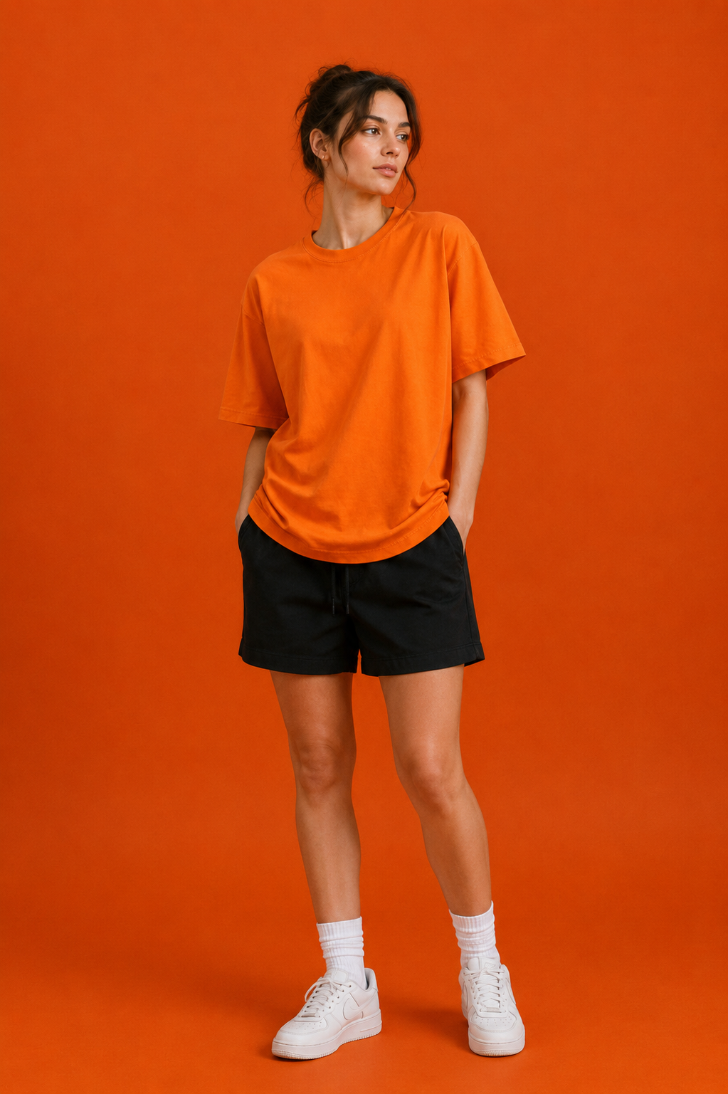 Orange Oversized T Shirt for Women | Premium Cotton Loose Fit Half Sleeve Casual Basic Tee