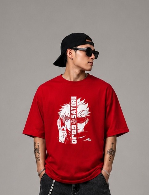 Gojo Satoru Anime Oversized T-Shirt for Men | Jujutsu Kaisen Back Print Graphic Tee