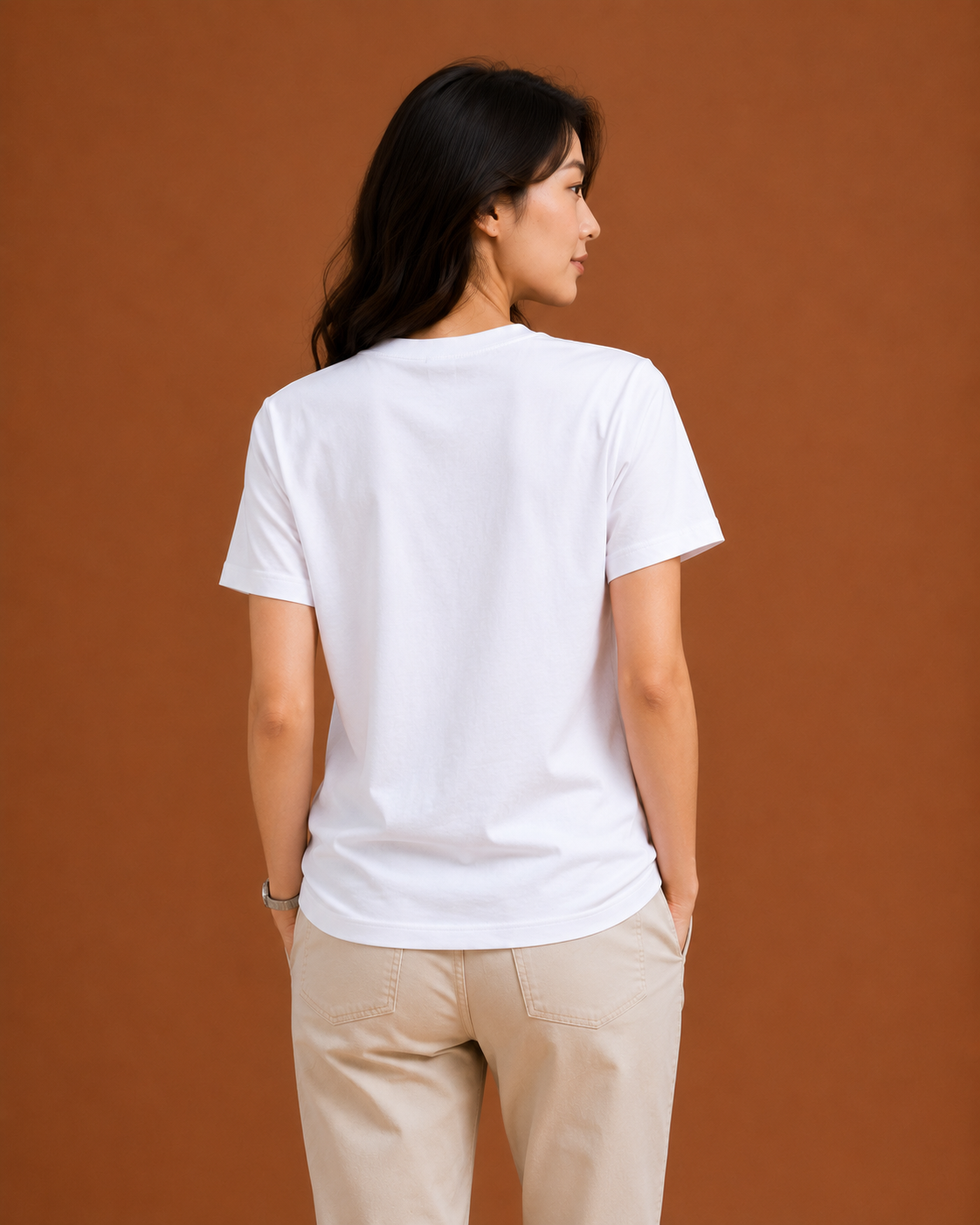 White T Shirt for Women | Plain Solid Casual Cotton Regular Fit Tee
