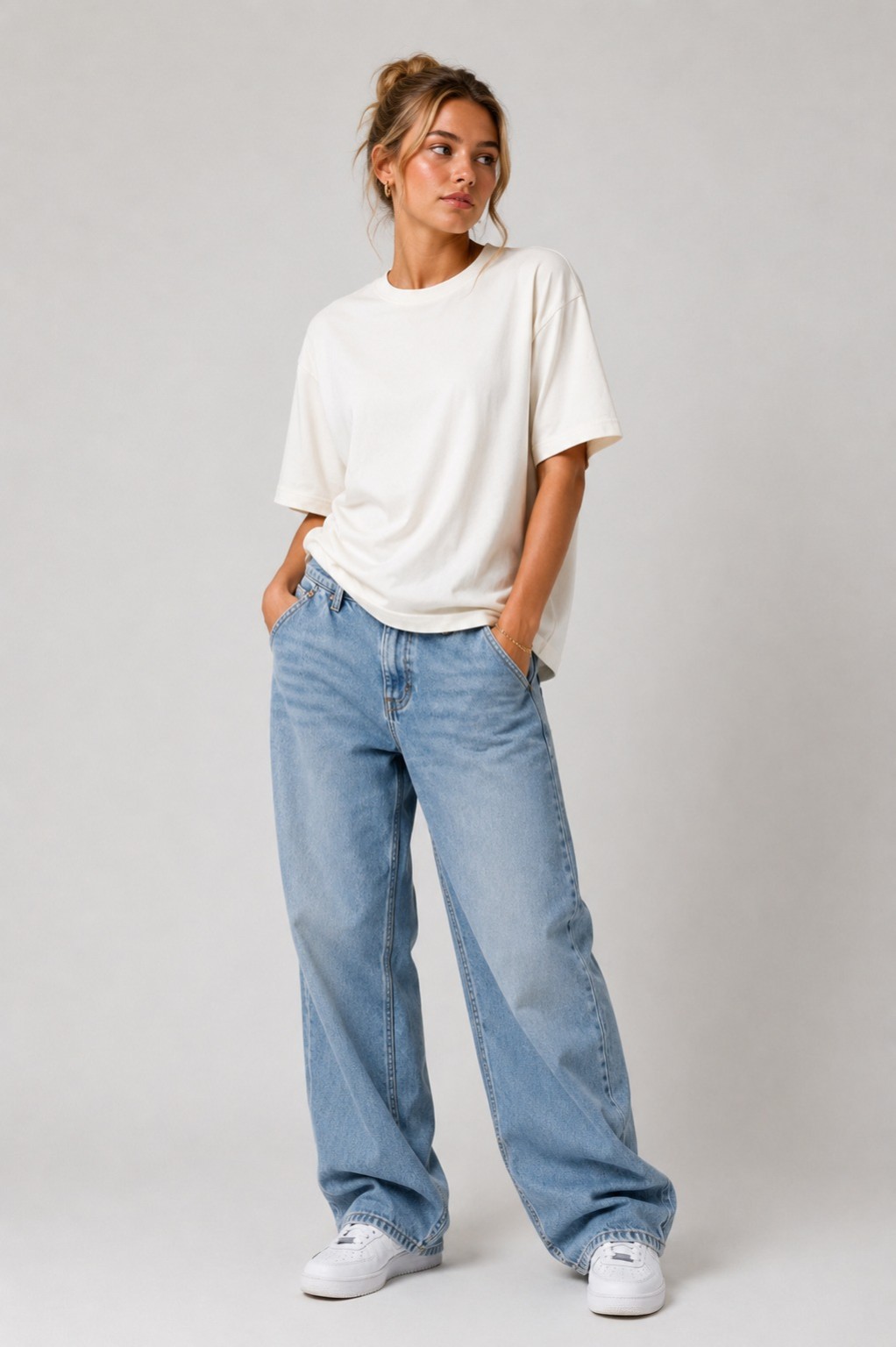 White Oversized T Shirt for Women | Premium Cotton Loose Fit Half Sleeve Casual Basic Tee