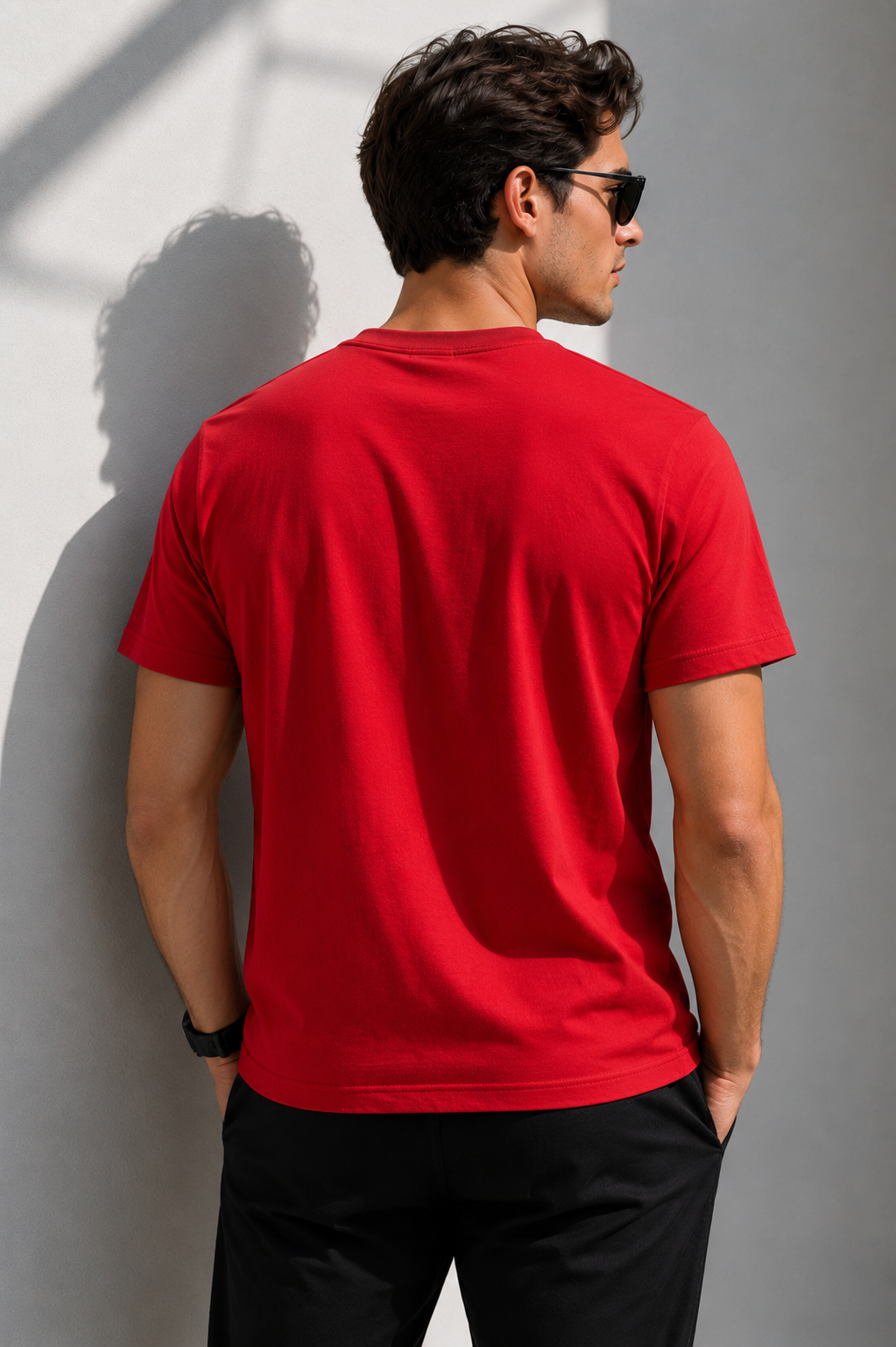 Red Regular Fit T-Shirt for Men | 180 GSM Bio Wash Round Neck Cotton T-Shirt