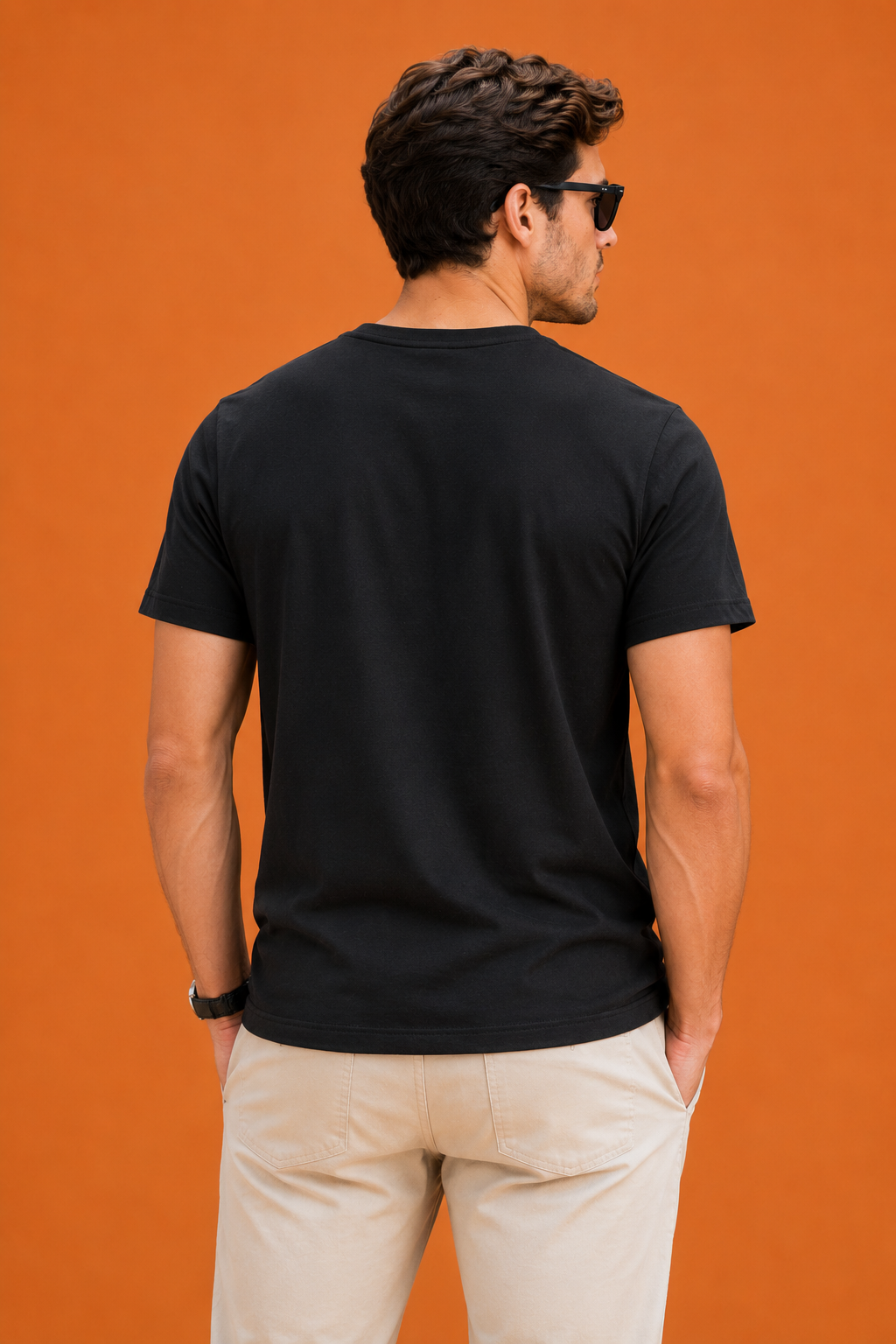 Black Regular Fit T-Shirt for Men | 180 GSM Bio Wash Round Neck Cotton T-Shirt