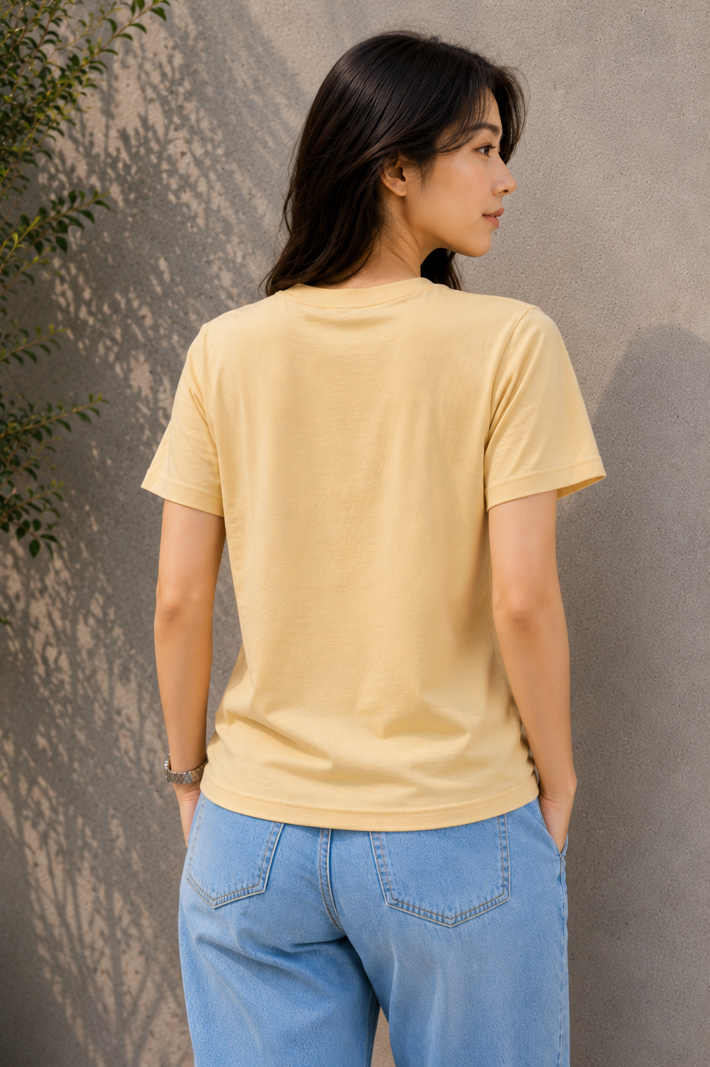 Women Beige Regular Fit T-Shirt | Plain Cotton Round  T-Shirt for Women