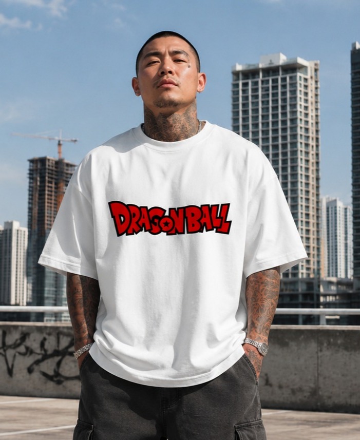 Dragon Ball Anime Oversized T-Shirt for Men & Women | Graphic Printed Cotton Oversize Tee | White