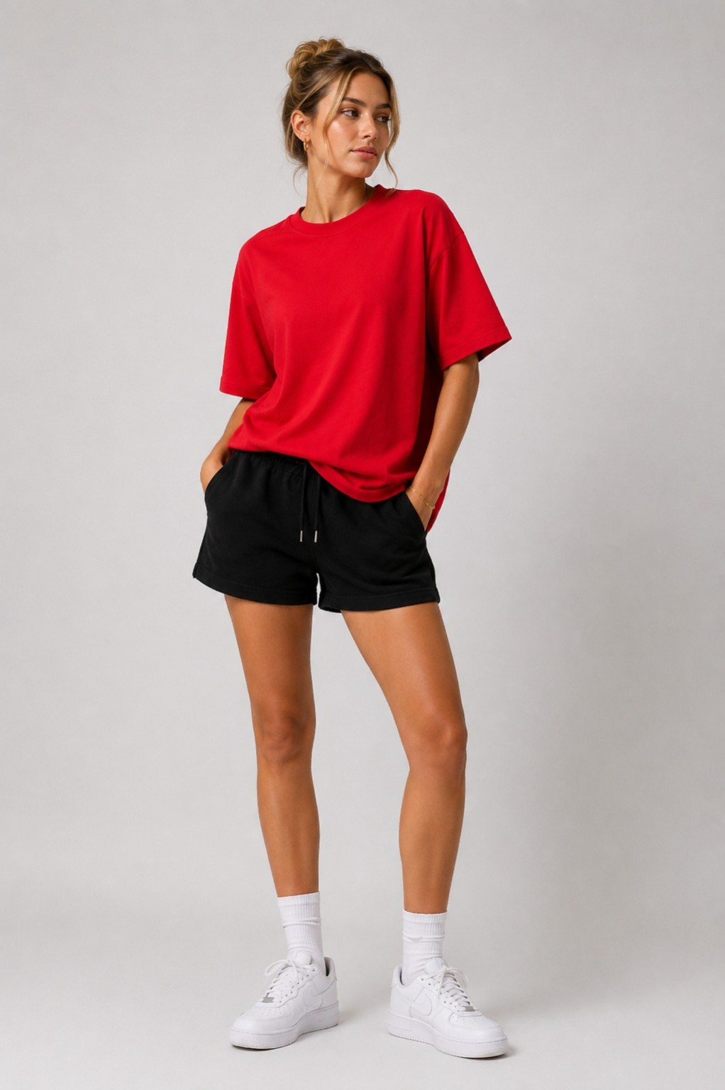 Premium Red Oversized Unisex T-Shirt | 100% Cotton Plain Round Neck Half Sleeve | Relaxed Fit | Custom Print Ready