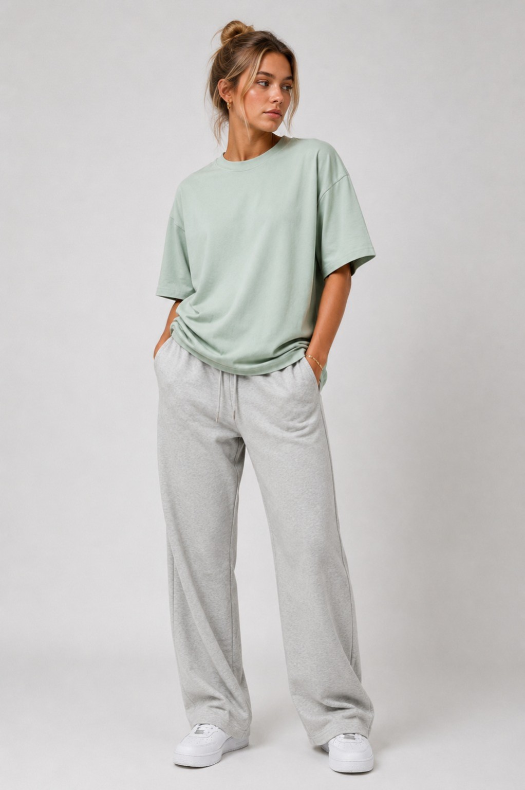Premium Sage Green Oversized Unisex T-Shirt | 100% Cotton Plain Round Neck Half Sleeve | Relaxed Fit | Custom Print Ready