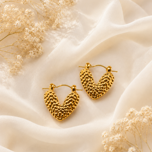 Anti Tarnish Gold Heart Earrings for Women
