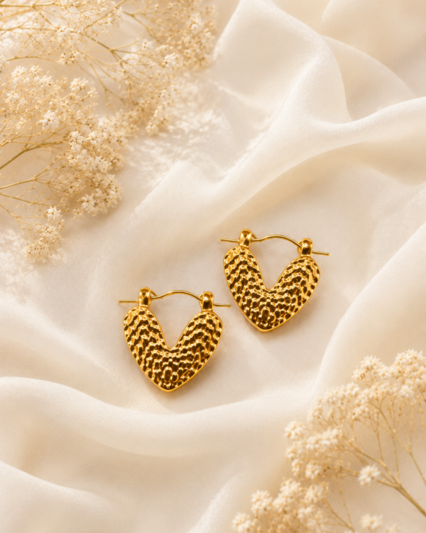 Anti Tarnish Gold Heart Earrings for Women