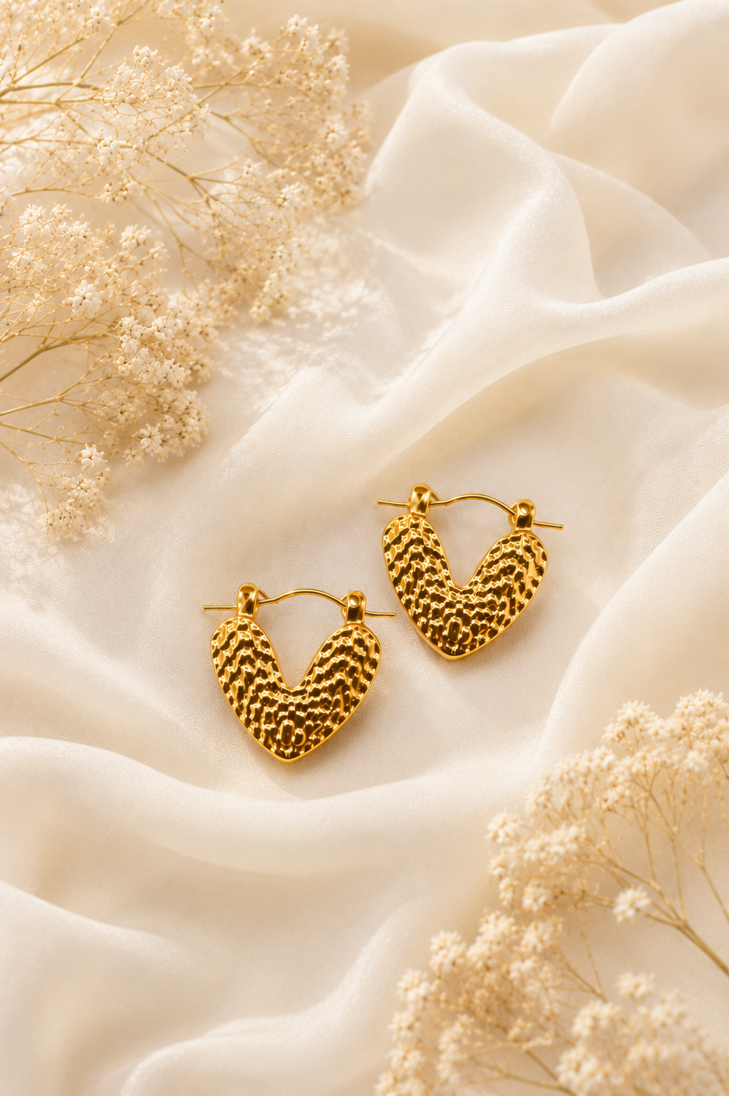 Anti Tarnish Gold Heart Earrings for Women