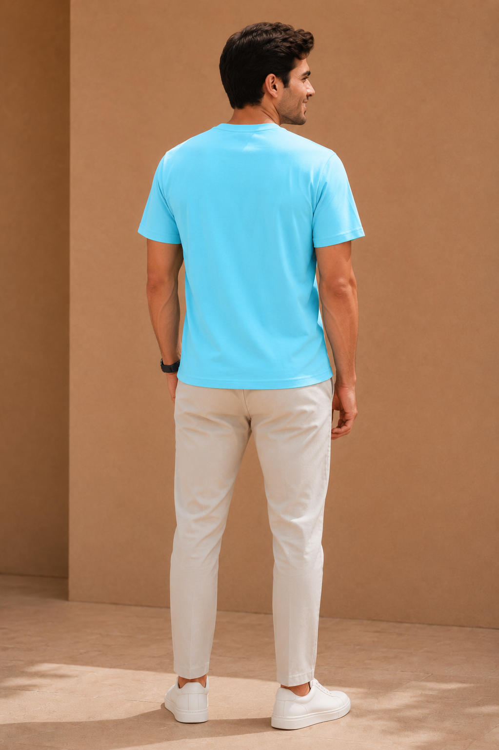 Sky Blue Plain T-Shirt for Men | Cotton Round Neck Half Sleeve T-Shirt