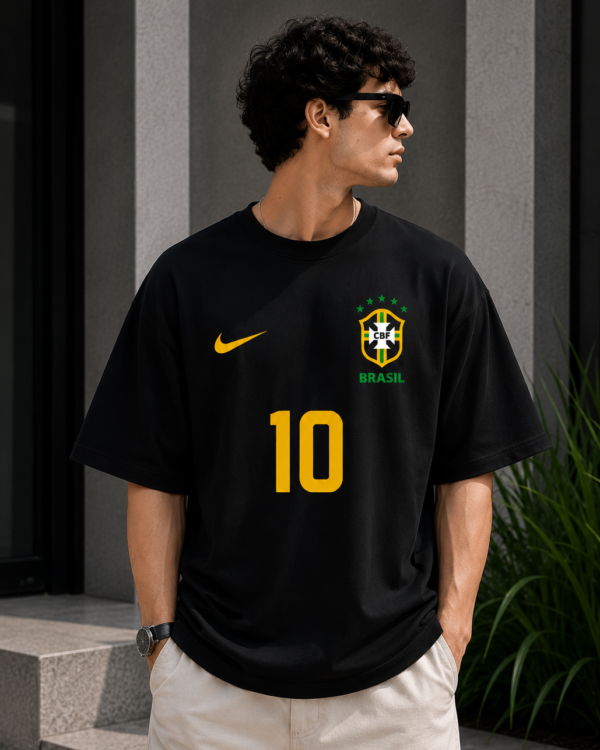 Brazil Black Oversized T-Shirt for Men | Football Black Oversized T-Shirt for Men