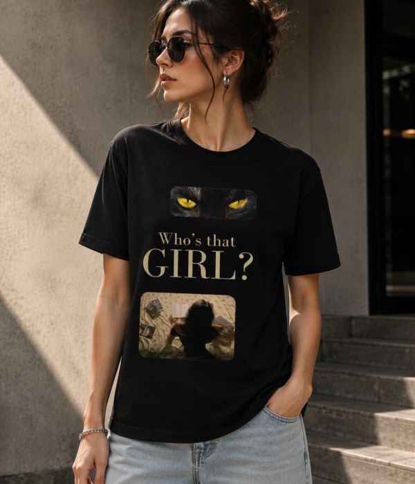 Women Graphic T-Shirt | Who’s That Girl Black Cotton Tee