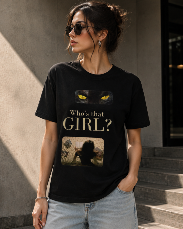 Premium Women Graphic T-Shirt | Who’s That Girl Black Cotton Tee