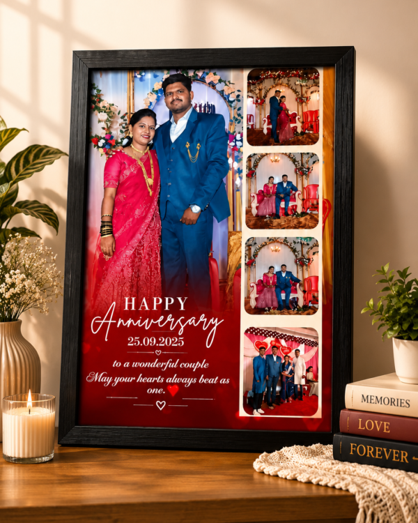 Personalized Anniversary Photo Frame A3 | Custom Couple Photo Collage Frame