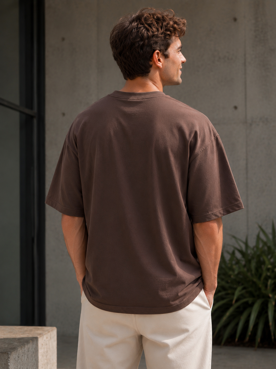 Brown Oversized Plain T-Shirt for Men & Women | Cotton Oversize Half Sleeve Tee