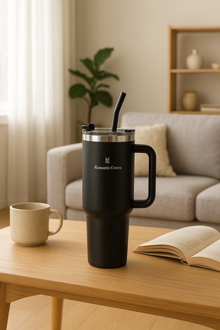 Tumbler with Handle & Straw Personalized Stainless Steel