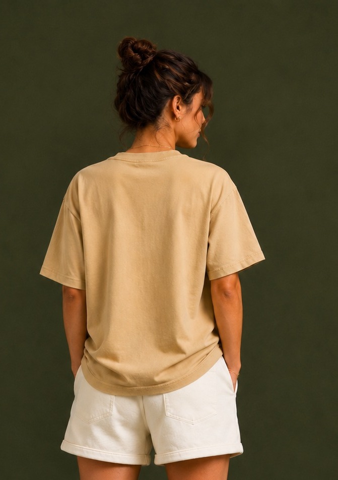 Premium Beige Oversized Unisex T-Shirt | 100% Cotton Round Neck Half Sleeve | Custom Print Ready | Relaxed Fit