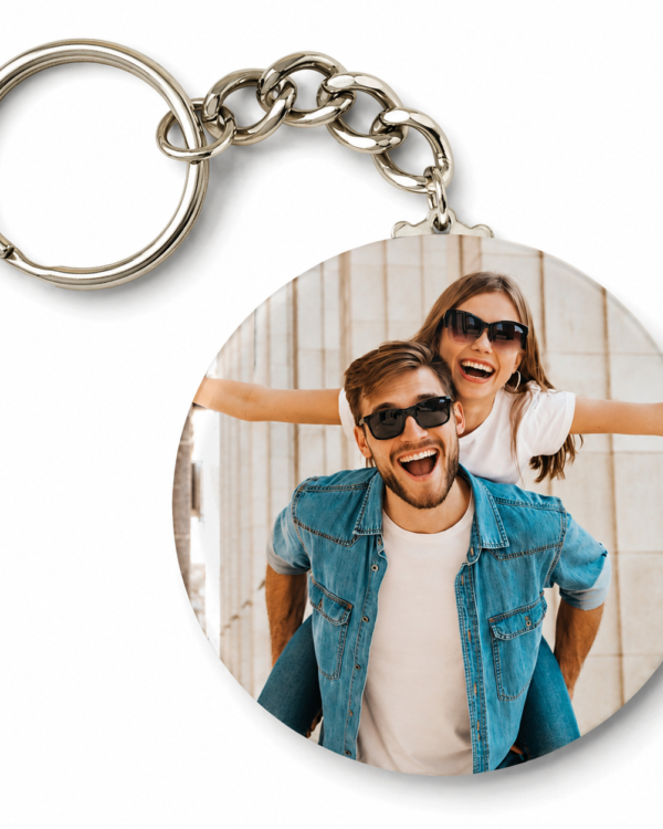 Personalized Round Metal Photo Keychain | Custom Photo Keyring | Double-Sided Photo Gift