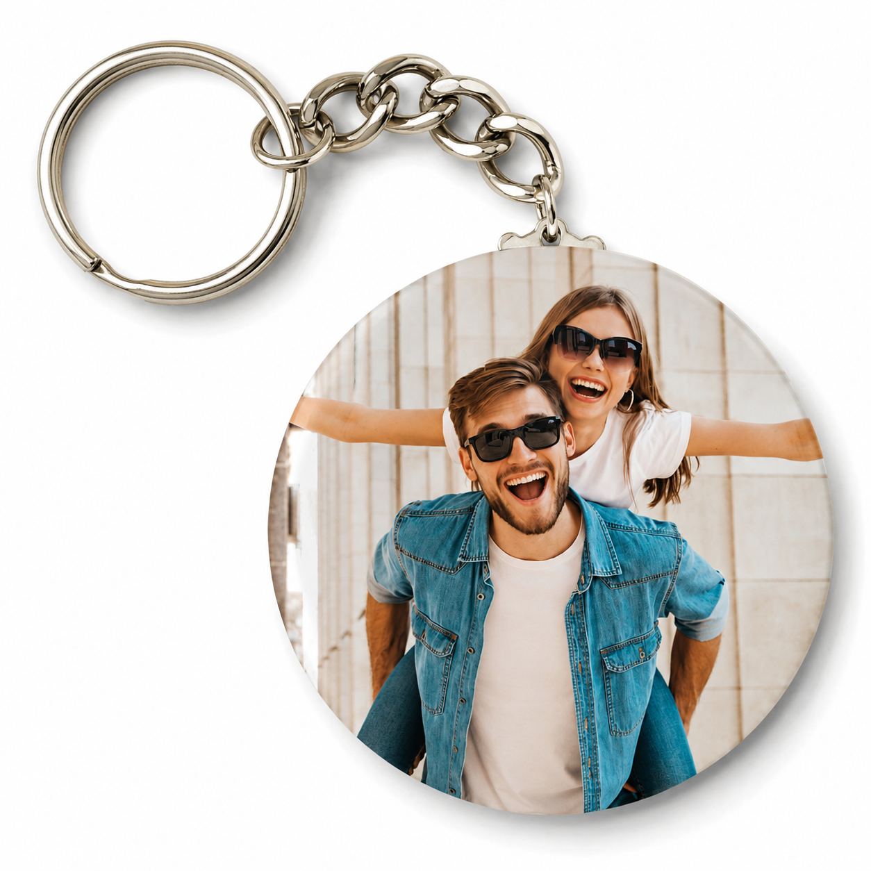 Personalized Round Metal Photo Keychain | Custom Photo Keyring | Double-Sided Photo Gift