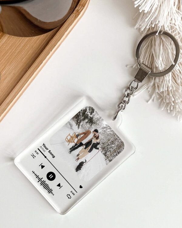 Personalized Spotify Acrylic Keychain | Custom Photo & Song Keychain | Music QR Code Couple Gift