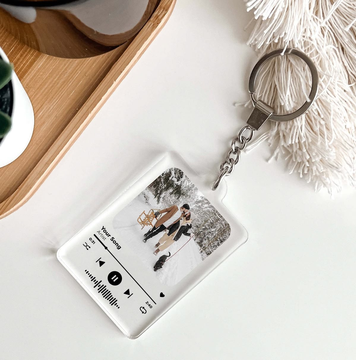 Personalized Spotify Acrylic Keychain | Custom Photo & Song Keychain | Music QR Code Couple Gift