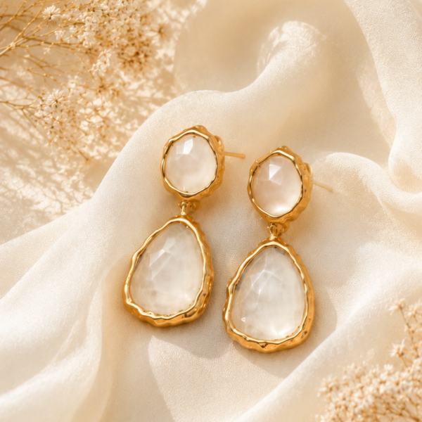 Anti Tarnish White Stone Drop Earrings for Women