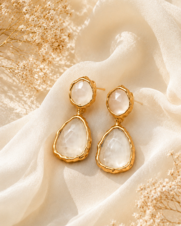 Anti Tarnish White Stone Drop Earrings for Women