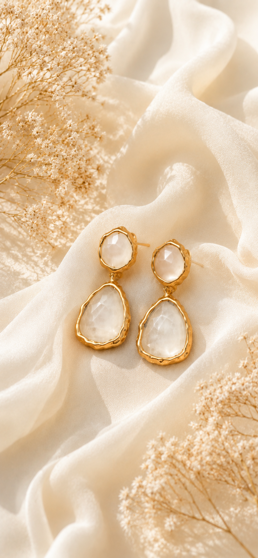 Anti Tarnish White Stone Drop Earrings for Women