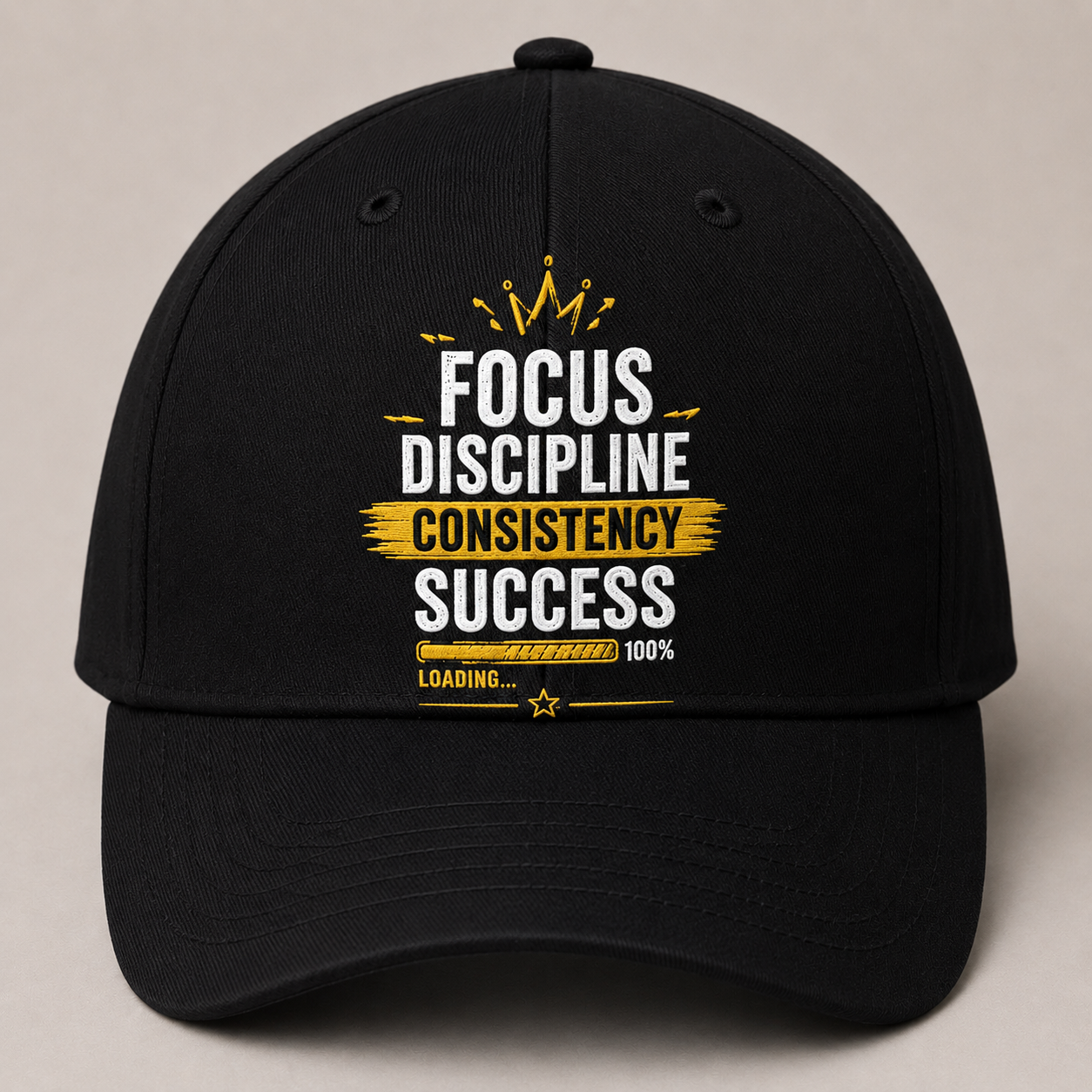 Black Motivational Baseball Cap for Men & Women