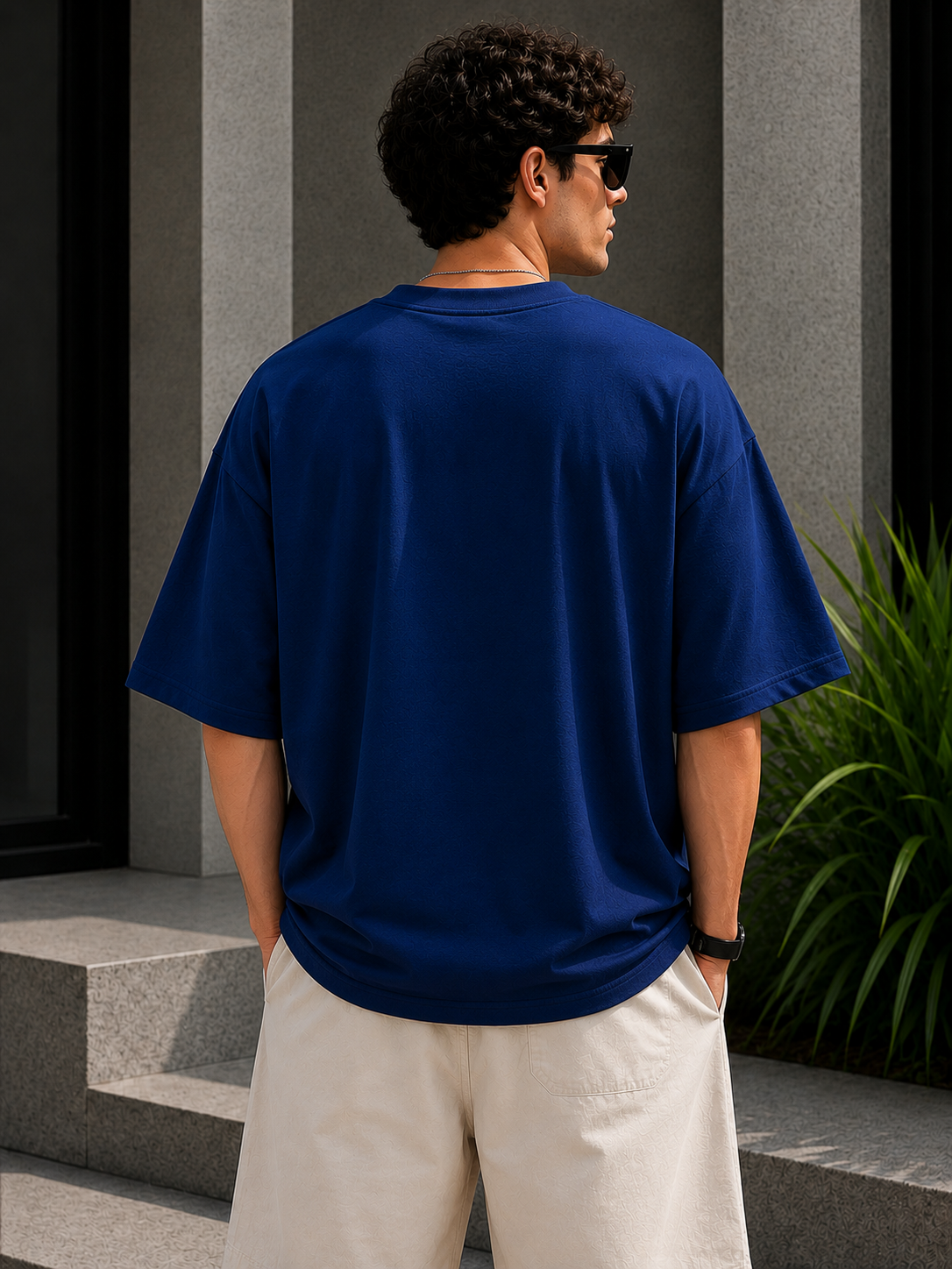 Brazil Oversized T-Shirt for Men | Blue Oversized Football Graphic Printed Cotton Tee