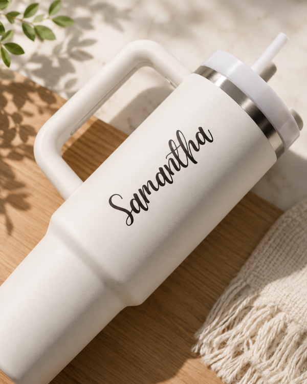 Personalized Name Tumbler | Personalized Name Tumbler with Handle & Straw
