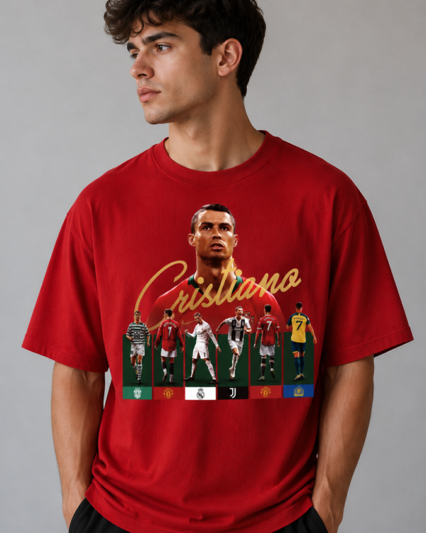 Ronaldo Graphic Oversized T-Shirt for Men | Football Fan Premium Cotton Tee