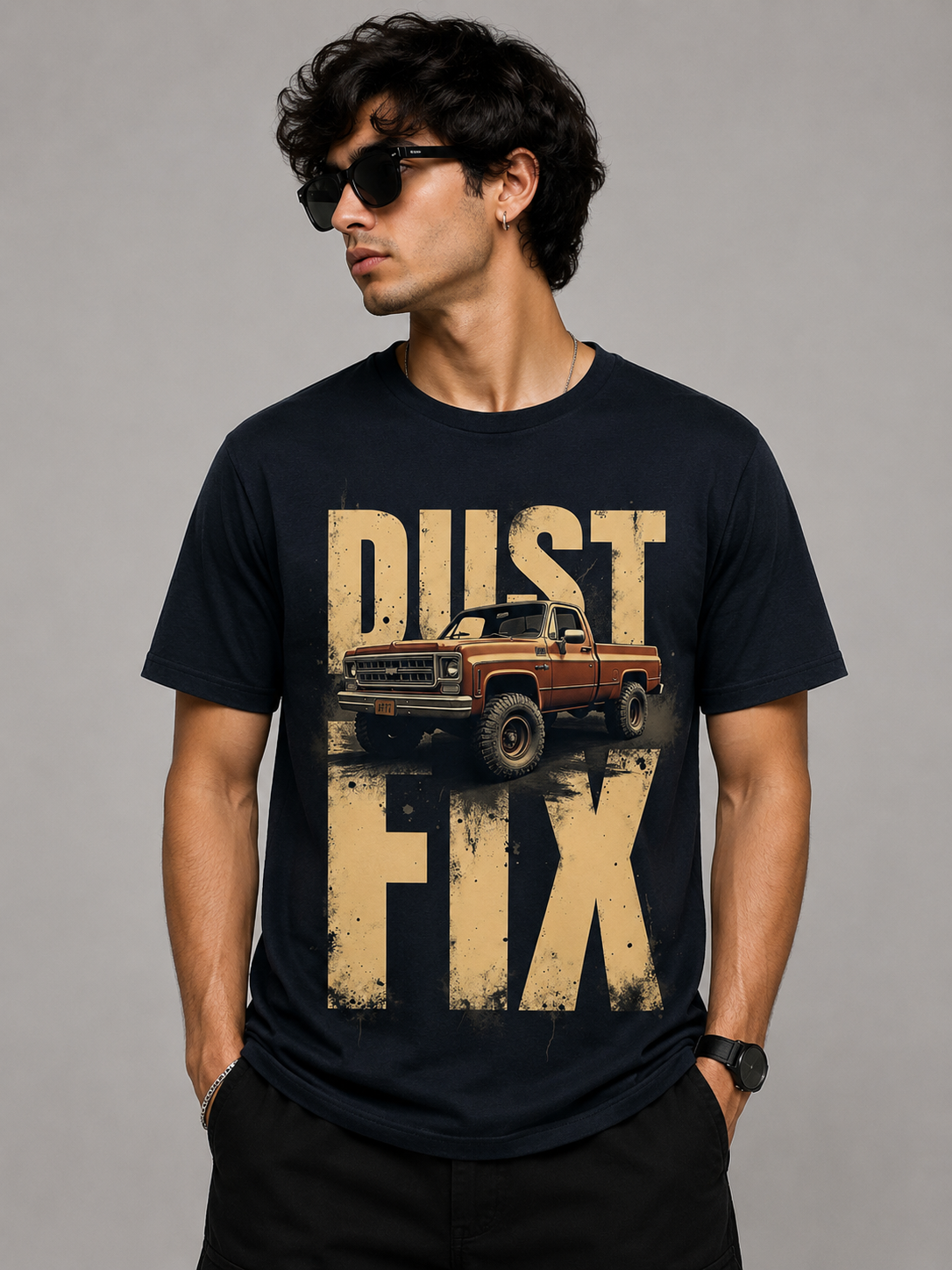 Dust Fit  Car Printed T-Shirt for Men