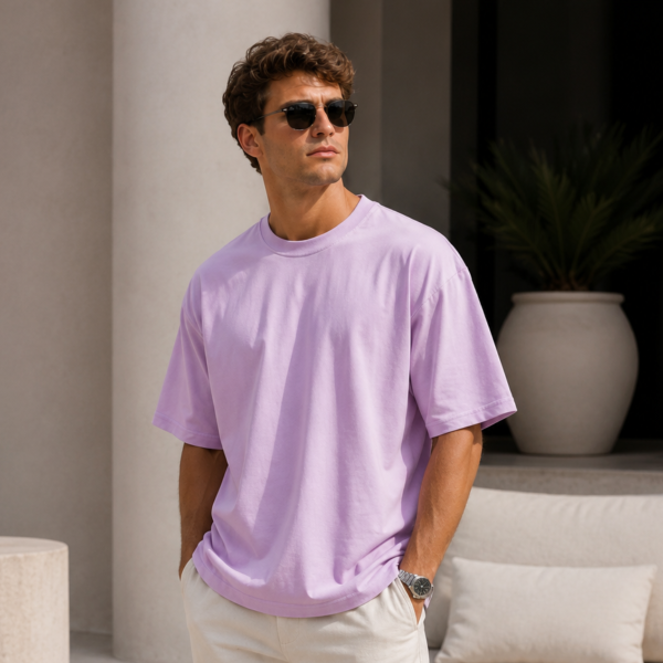 Lavender Oversized Plain T-Shirt for Men & Women