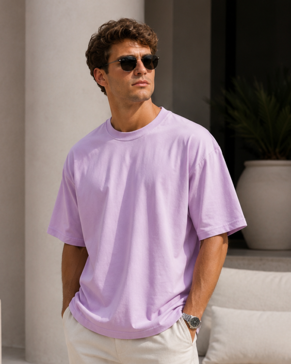 Lavender Oversized Plain T-Shirt for Men & Women