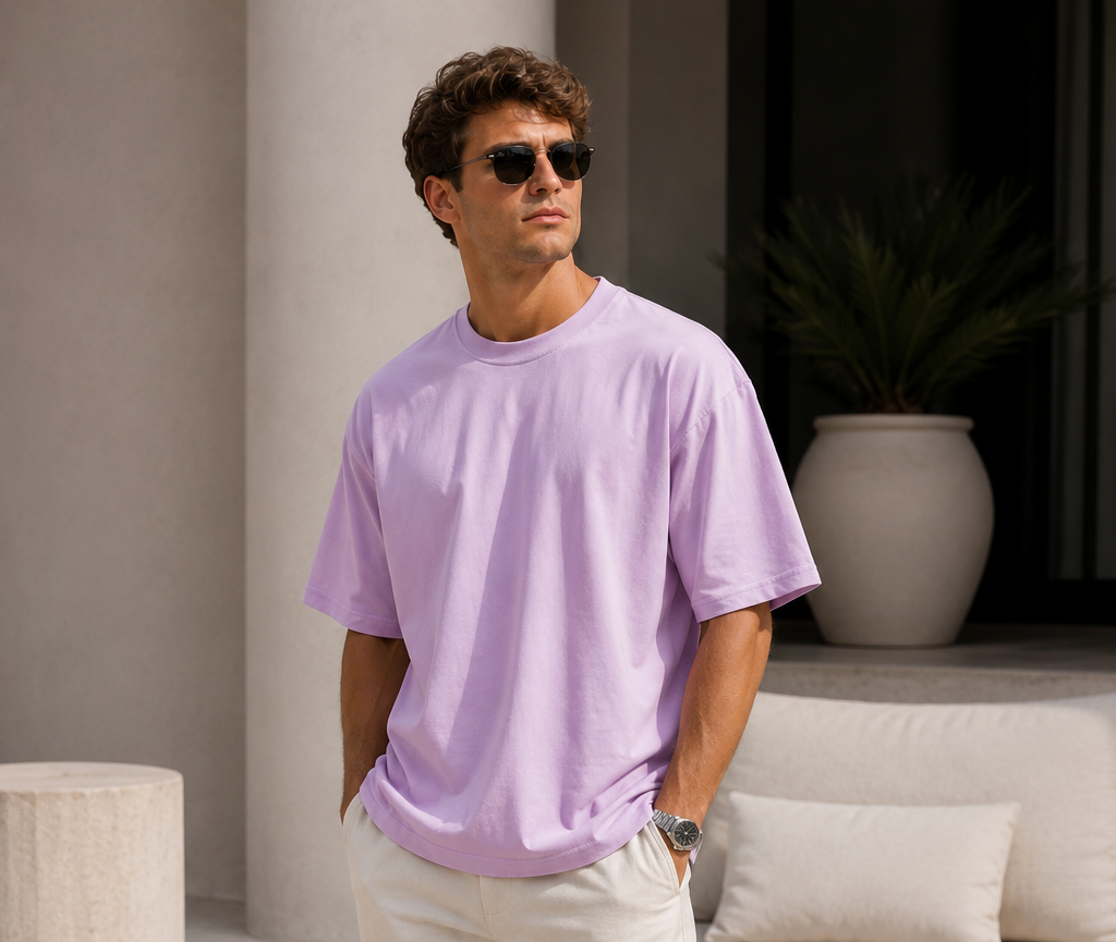 Lavender Oversized Plain T-Shirt for Men & Women