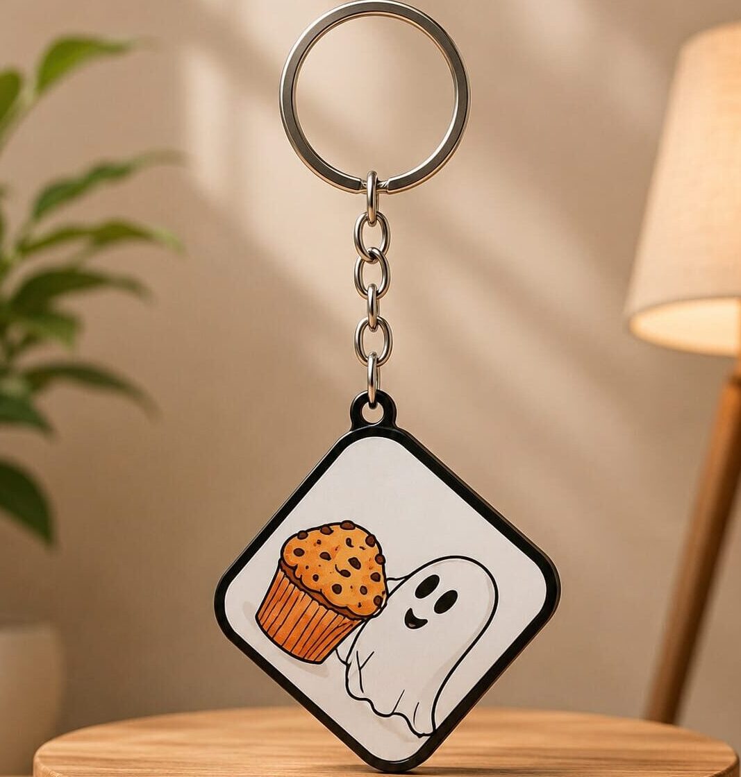 Cute Ghost Acrylic Keychain | Premium Printed Anime Keychain | Kawaii Cartoon Key Ring | Bag Charm & Gift