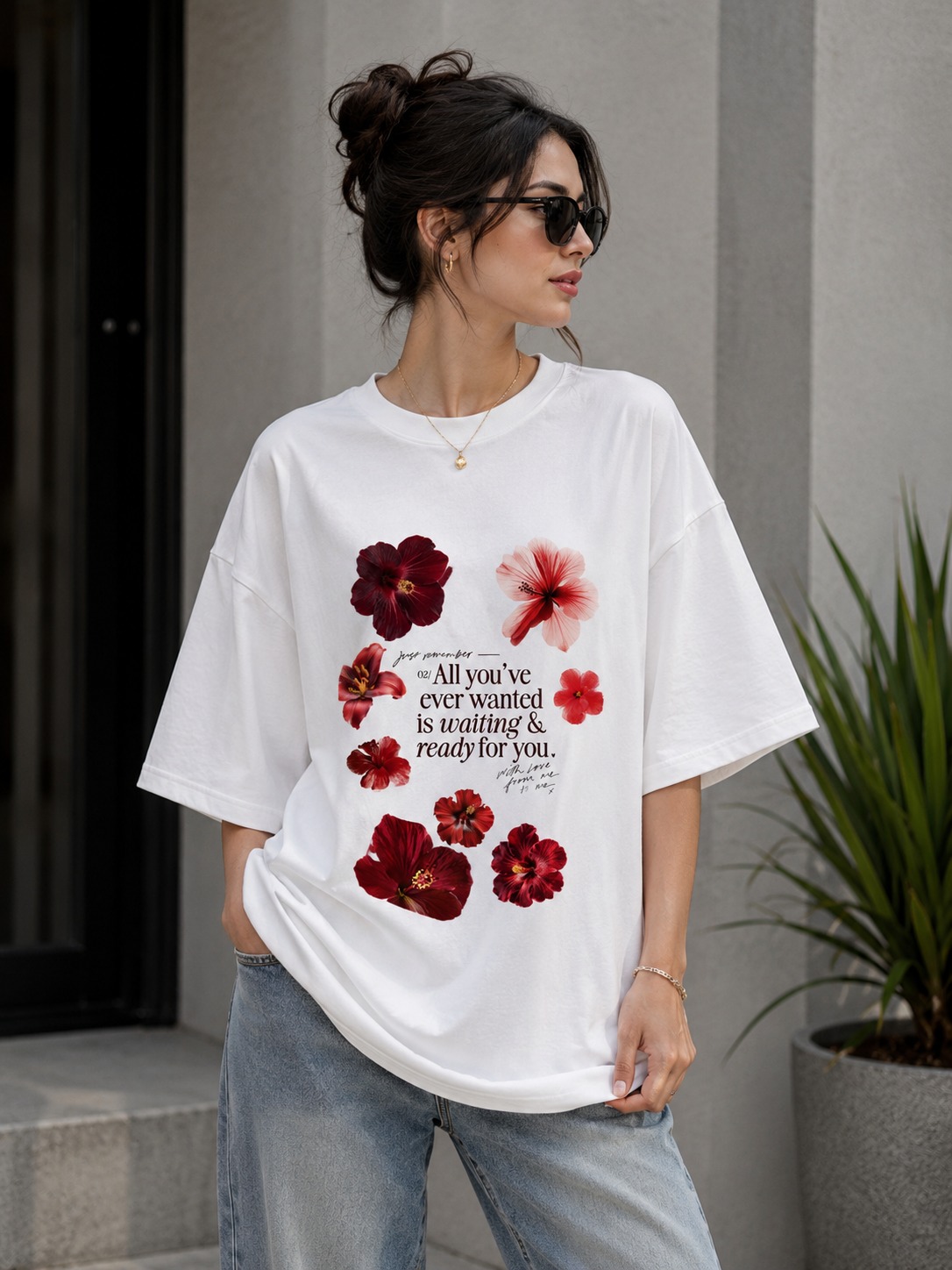 Floral Oversized T-Shirt for Women