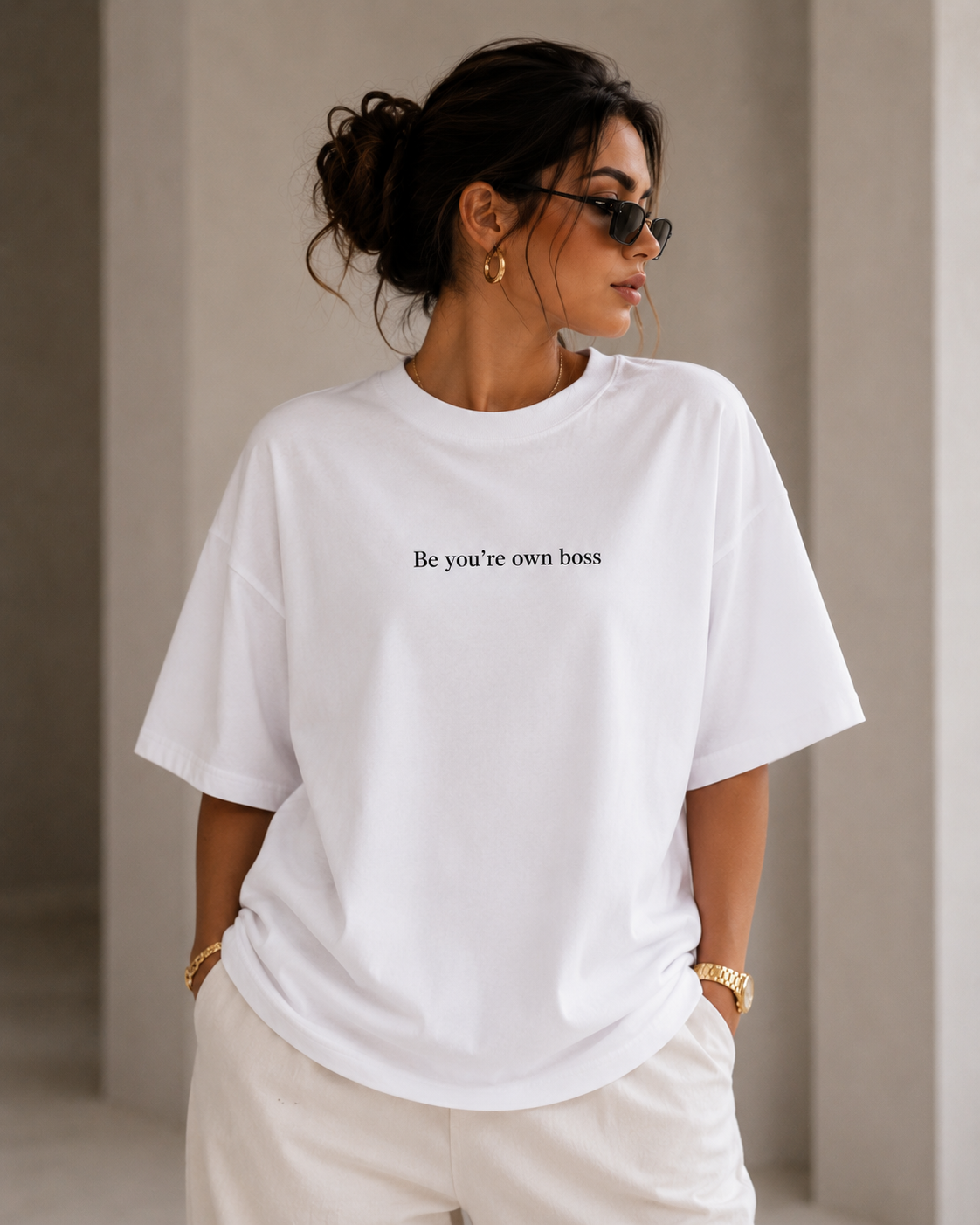 Be Your Own Boss Oversized T-Shirt for Women | Motivational Graphic Printed Cotton Tee