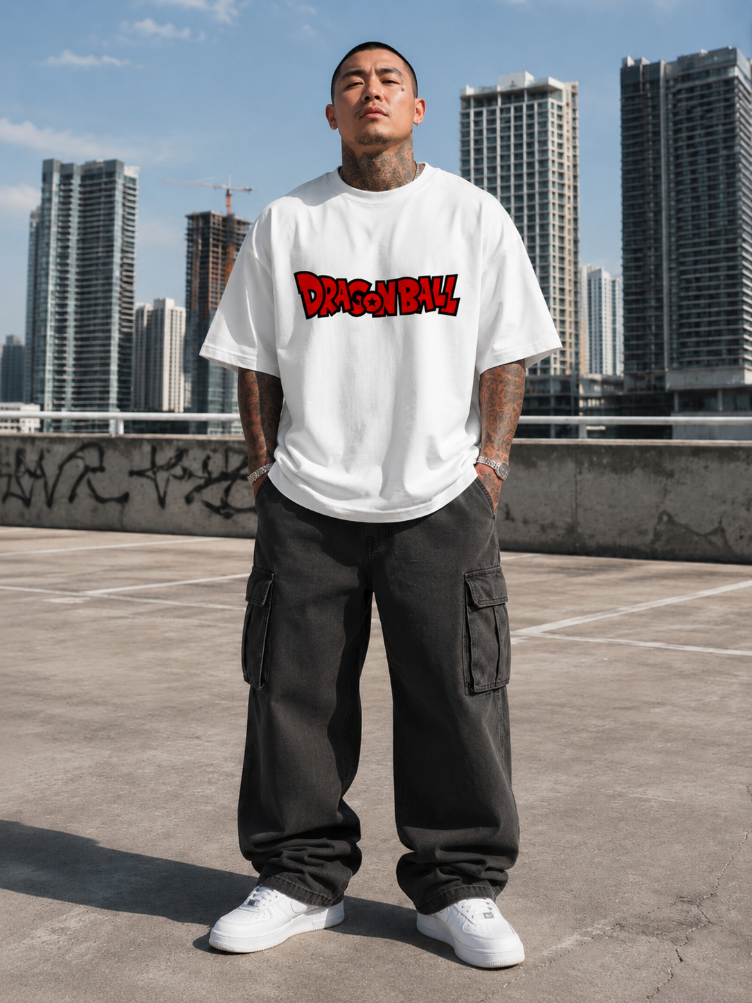 Dragon Ball Anime Oversized T-Shirt for Men & Women | Graphic Printed Cotton Oversize Tee | White