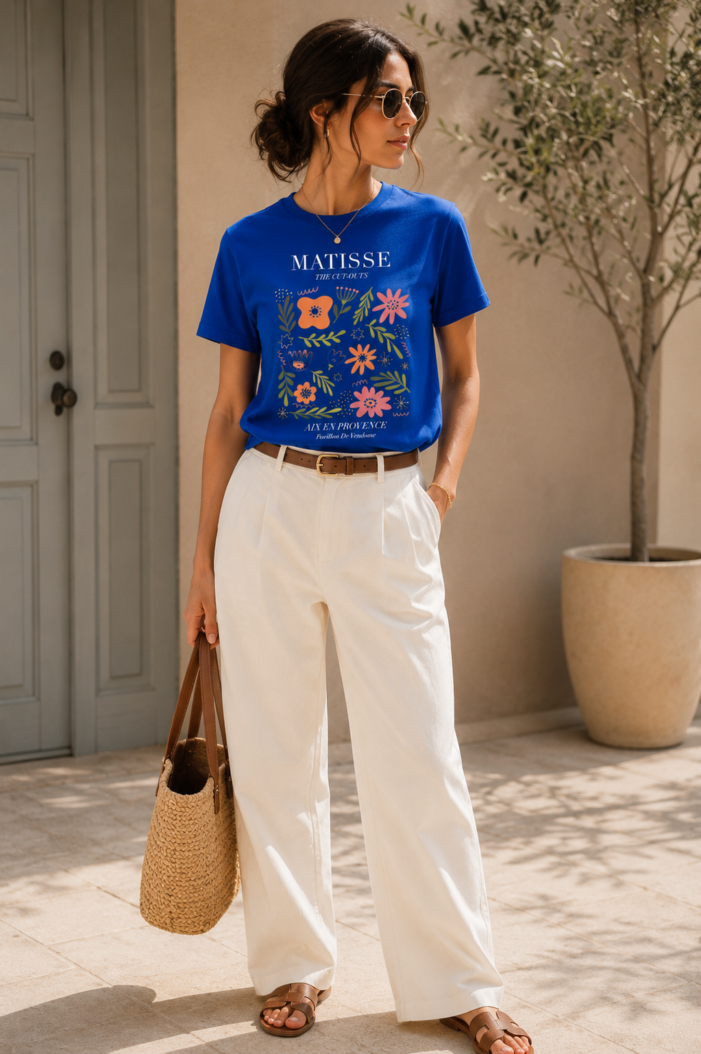 Blue Floral Printed T-Shirt for Women