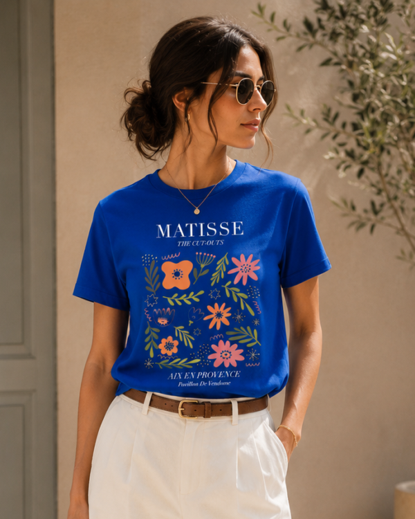 Blue Floral Printed T-Shirt for Women