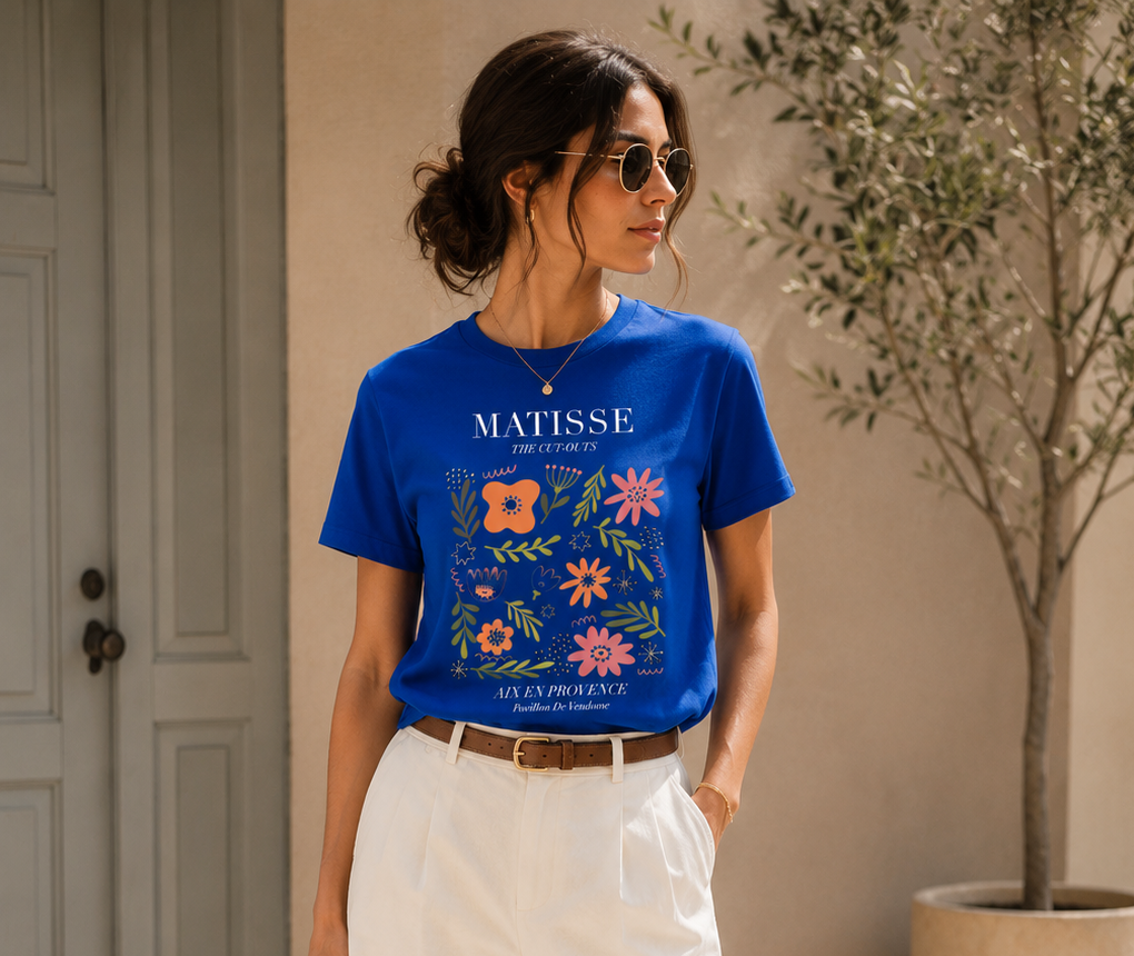 Blue Floral Printed T-Shirt for Women