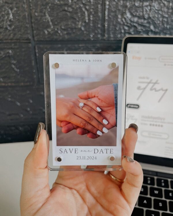Custom Save The Date Acrylic Fridge Magnet | Personalized Photo Magnet | Wedding Invitation Magnet