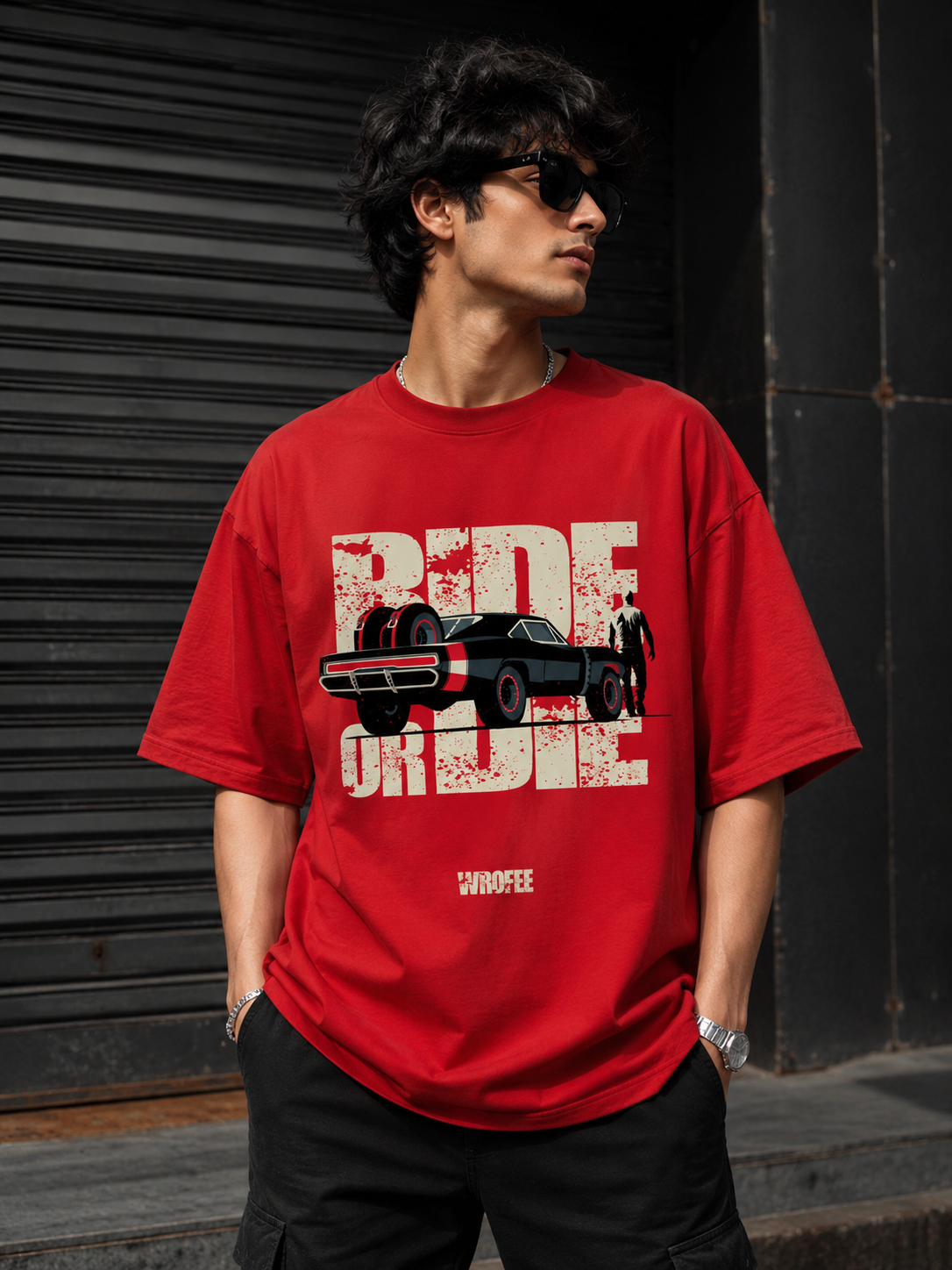 Oversized Car Graphic T Shirt for Men