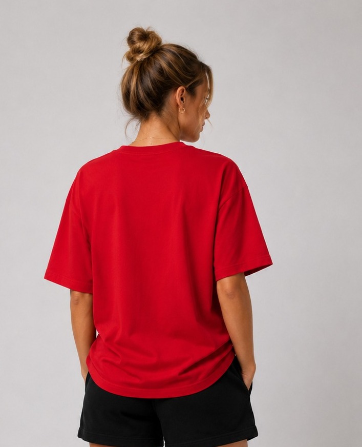 Premium Red Oversized Unisex T-Shirt | 100% Cotton Plain Round Neck Half Sleeve | Relaxed Fit | Custom Print Ready